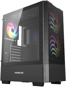 Корпус Powercase Mistral AY3B ARGB, Tempered Glass, 2x140mm +1x120mm, чёрный, ATX (CMAYB-A3)