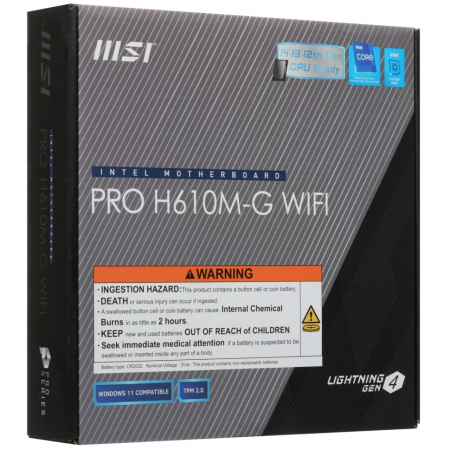 Материнская плата LGA1700 MSI PRO H610M-G WIFI DDR5