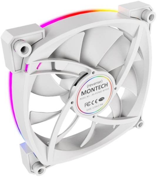 Реверсный вентилятор Montech RX120 PWM Reverse White 120mm, 4pin PWM, 3pin ARGB RX120W 3