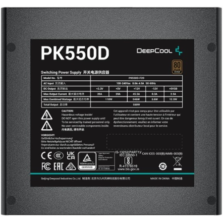 Блок питания Deepcool PK550D, 550Вт, 80 PLUS Bronze черный