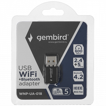 Сетевой адаптер WiFi+Bluetooth Gembird WNP-UA-018