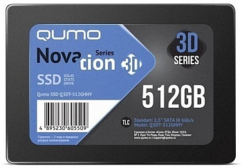 Накопитель SSD 2.5" 512Gb QUMO Novation 3D,SATA III, 2.5", R/W 540/520