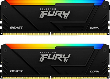 Модуль памяти DDR4 32GB (16Gbx2) 3200MHz Kingston KF432C16BB12AK2/32 FURY Beast Black RGB 