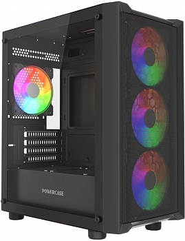 Корпус Powercase Mistral Micro EM19, Tempered Glass, 4x120mm PWM ARGB, черный, mATX (CMMEM19B-A4)