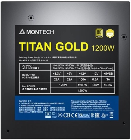 Блок питания 1200W MONTECH TITAN GOLD [TIS0126] черный