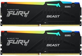 Модуль памяти DDR5 32GB (16GBx2) 6000MHz Kingston FURY Beast RGB KF560C30BBEAK2-32