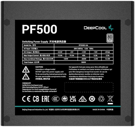 Блок питания 500W Deepcool PF500 80+ Active PFC