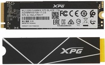 Накопитель SSD M.2 1TB ADATA AGAMMIXS70B-1T-CS XPG GAMMIX S70 BLADE Накопитель SSD M.2 1TB ADATA AGAMMIXS70B-1T-CS XPG GAMMIX S70 BLADE