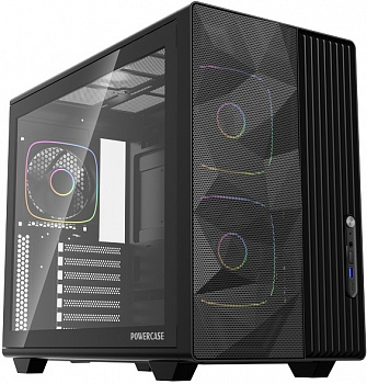 Корпус Powercase TX5 ARGB, TG, Type-C, 3x 120мм ARGB PWM Fans, чёрный, ATX  (CTX5AB-A3)