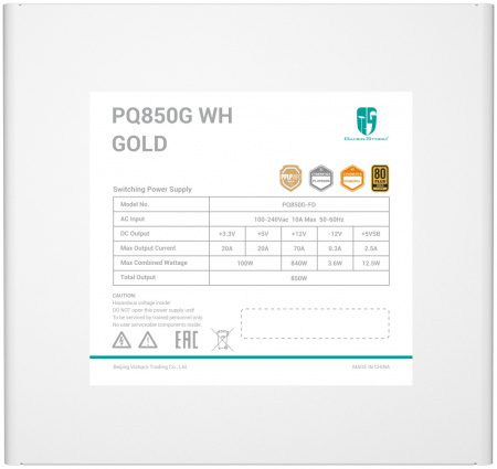 Блок питания 850W Deepcool PQ850G WH 80+ GOLD Белый
