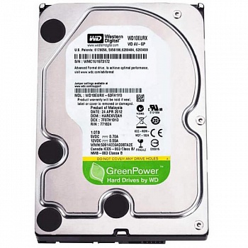 Жесткий диск HDD 3,5" 1Tb SATA WD Original WD10EURX 5400rpm 64Mb Жесткий диск HDD 3,5" 1Tb SATA WD Original WD10EURX 5400rpm 64Mb