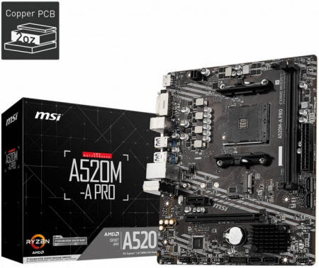 Материнская плата AM4 MSI A520M-A PRO BS